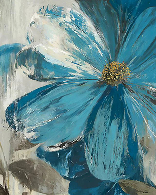 DIY Painting by Numbers Kit – White & Blue Flowers on Canvas, Home Decor & Gift Idea