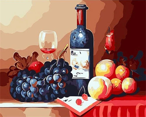 DIY Paint by Numbers Kit – Still Life Fruit and Flower Canvas Painting for Home Decoration