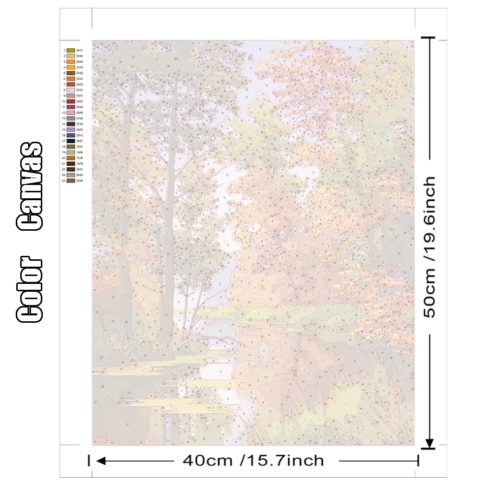 Paint by Number Tree Scene – Handpainted Autumn Landscape on Canvas, DIY Art Kit