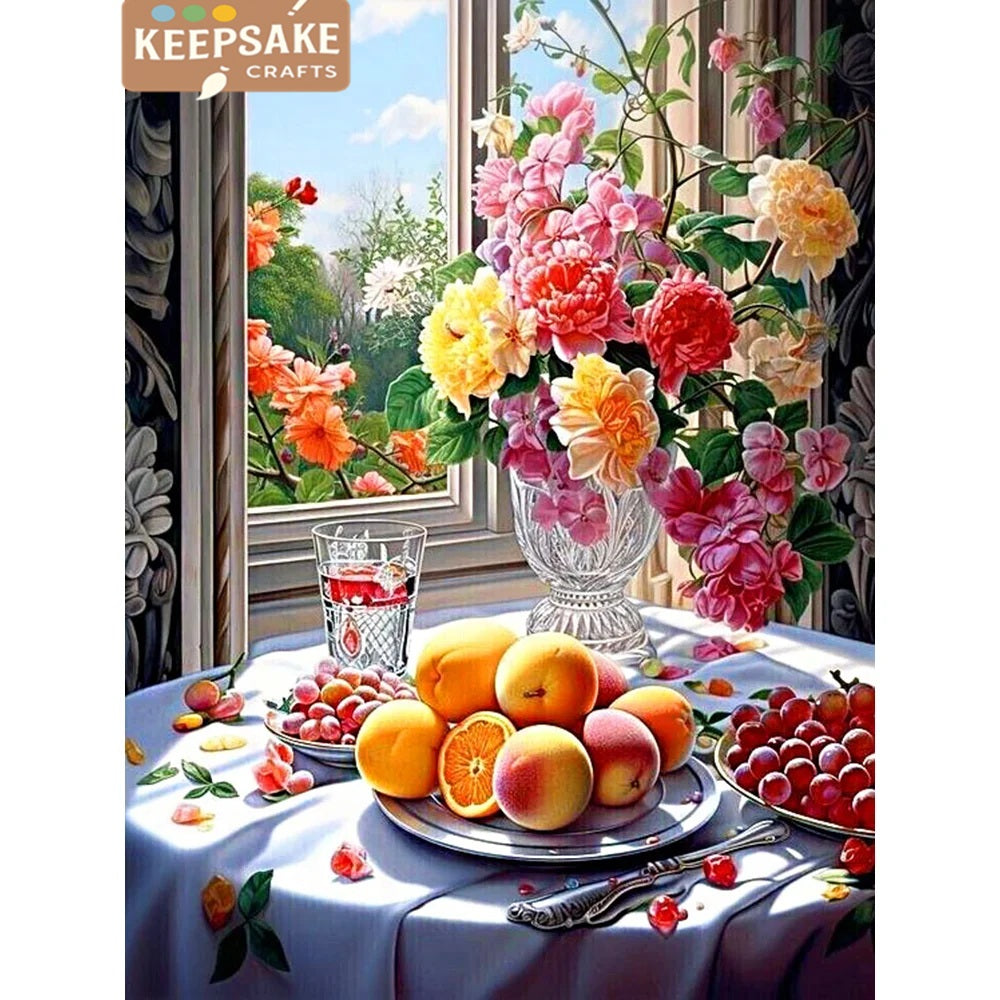 2025 New Collection – 5D Diamond Painting Kit, Full Round & Square Drill Flower & Fruit Mosaic for Home Decor