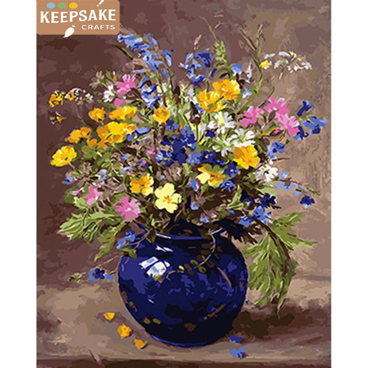 Handpainted Flower Painting by Numbers – DIY Oil Canvas Art Kit, Perfect for Home Decor & Gifts