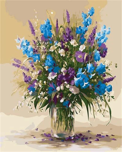 Handpainted Flower Painting by Numbers – DIY Oil Canvas Art Kit, Perfect for Home Decor & Gifts