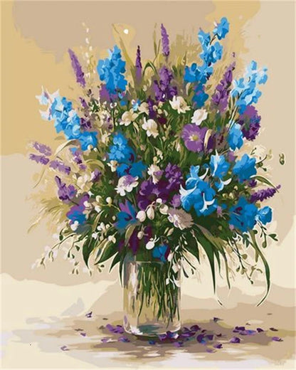 Handpainted Flower Painting by Numbers – DIY Oil Canvas Art Kit, Perfect for Home Decor & Gifts