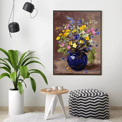 Handpainted Flower Painting by Numbers – DIY Oil Canvas Art Kit, Perfect for Home Decor & Gifts
