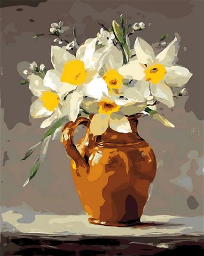 Handpainted Flower Painting by Numbers – DIY Oil Canvas Art Kit, Perfect for Home Decor & Gifts