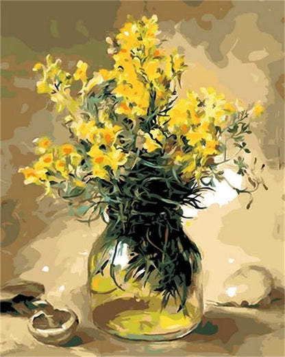 Handpainted Flower Painting by Numbers – DIY Oil Canvas Art Kit, Perfect for Home Decor & Gifts