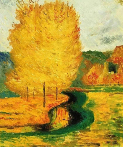 Paint by Number Tree Scene – Handpainted Autumn Landscape on Canvas, DIY Art Kit