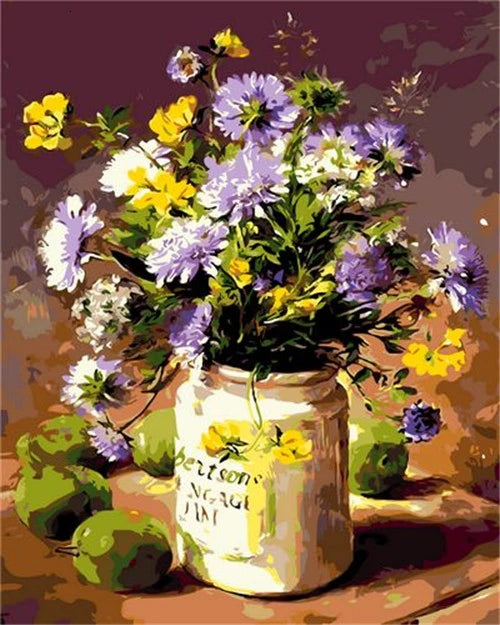 Handpainted Flower Painting by Numbers – DIY Oil Canvas Art Kit, Perfect for Home Decor & Gifts