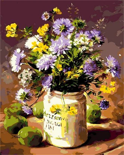 Handpainted Flower Painting by Numbers – DIY Oil Canvas Art Kit, Perfect for Home Decor & Gifts