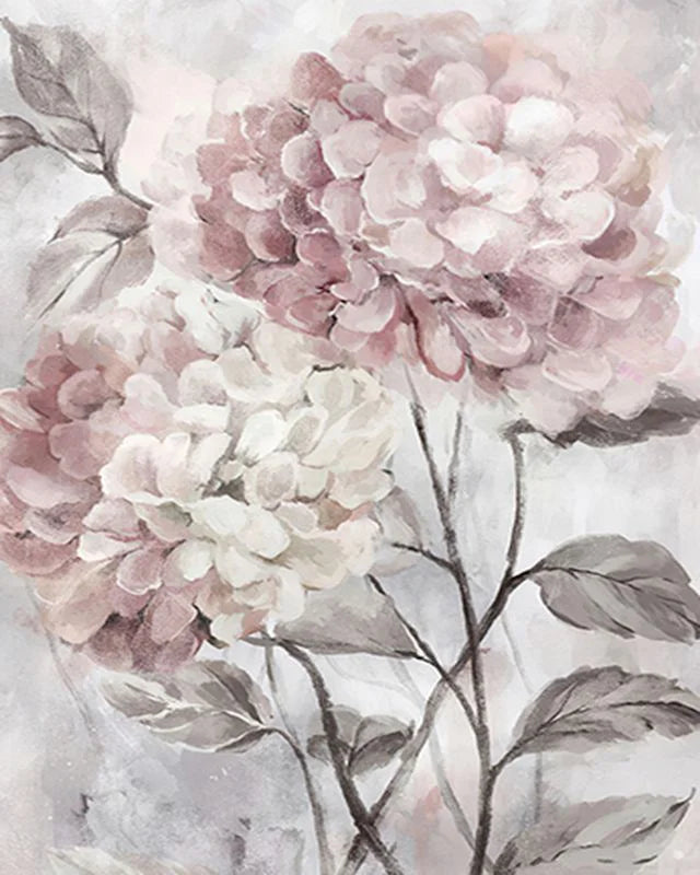 DIY Painting by Numbers Kit – White & Blue Flowers on Canvas, Home Decor & Gift Idea