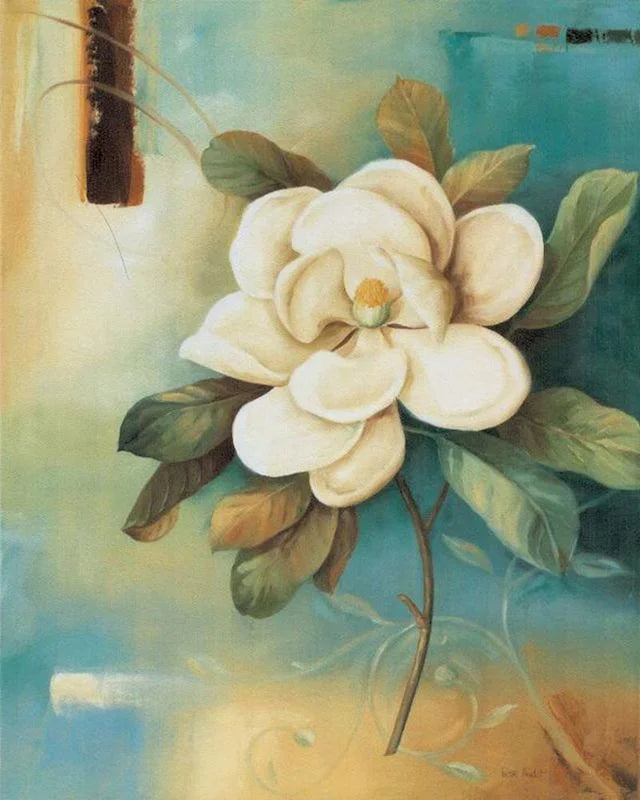 DIY Painting by Numbers Kit – White & Blue Flowers on Canvas, Home Decor & Gift Idea