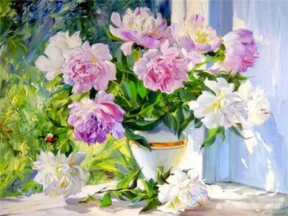 Handpainted Flower Drawing Kit – DIY Paint by Numbers on Canvas (Lilac Flower)