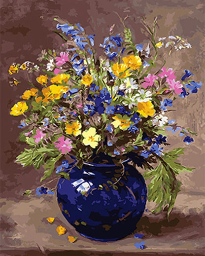 Handpainted Flower Painting by Numbers – DIY Oil Canvas Art Kit, Perfect for Home Decor & Gifts