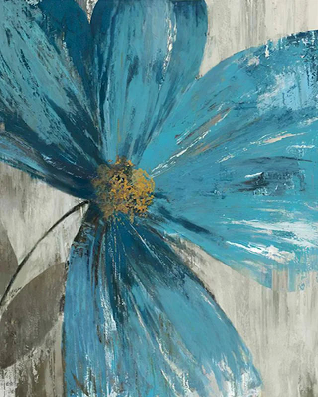 DIY Painting by Numbers Kit – White & Blue Flowers on Canvas, Home Decor & Gift Idea