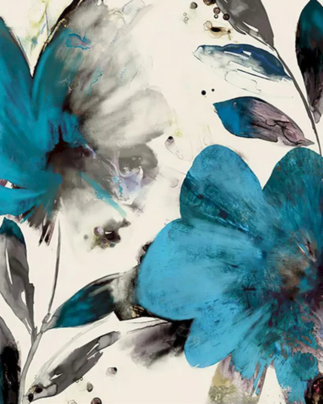 DIY Painting by Numbers Kit – White & Blue Flowers on Canvas, Home Decor & Gift Idea