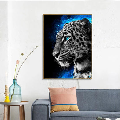 Leopard Paint by Numbers – DIY Animal Canvas Art Kit with Frame, Handpainted for Home Decor
