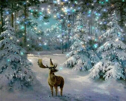 Winter Snow Landscape Paint by Numbers – DIY Oil Painting Kit with House Scene on Canvas