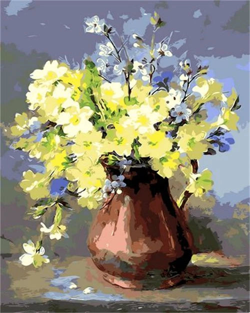 Handpainted Flower Painting by Numbers – DIY Oil Canvas Art Kit, Perfect for Home Decor & Gifts