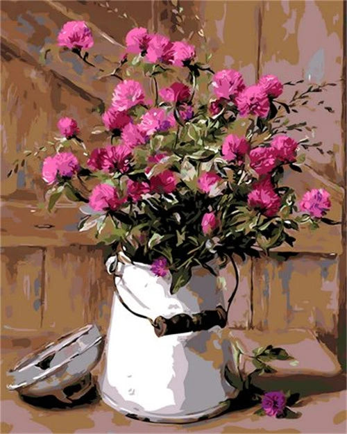 Handpainted Flower Painting by Numbers – DIY Oil Canvas Art Kit, Perfect for Home Decor & Gifts