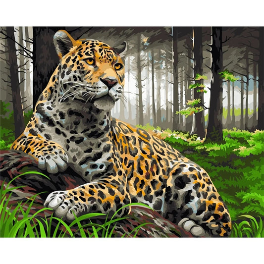 Leopard Animal Drawing On Canvas – DIY Painting by Numbers, Home Decoration