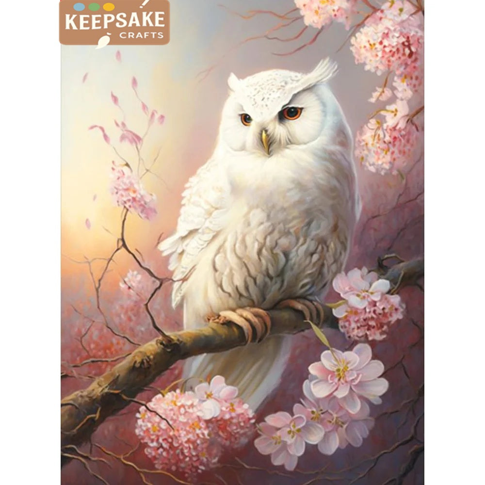 Animal Owl Diamond Painting Kit – 5D Full Square/Round Drill Mosaic with Floral Pattern for DIY Home Decor