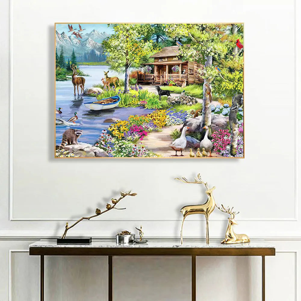 Diamond Painting Kit – 5D Full Drill Square Embroidery, Animal & Mountain Landscape Mosaic, Handmade Gift