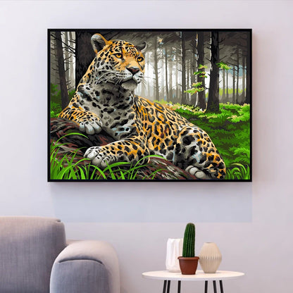 Leopard Animal Drawing On Canvas – DIY Painting by Numbers, Home Decoration