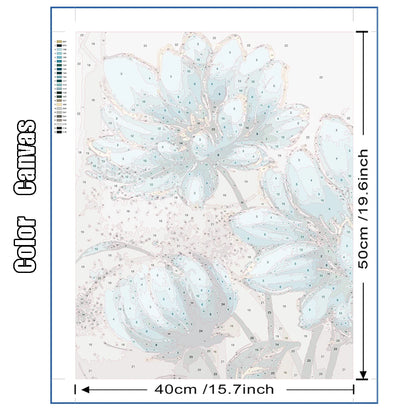 DIY Painting by Numbers Kit – White & Blue Flowers on Canvas, Home Decor & Gift Idea