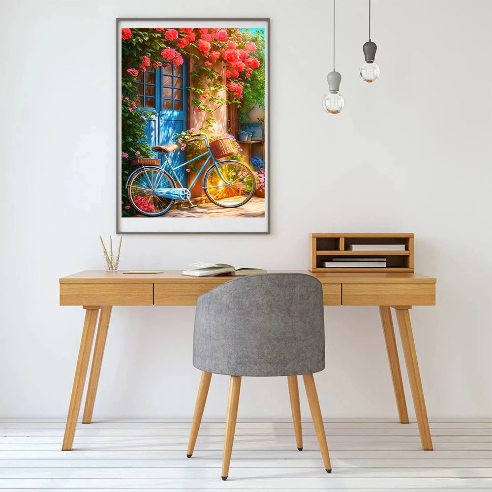 5D Diamond Painting Kit – Garden Bicycle Embroidery, Full Diamond Mosaic Landscape, New Art Wall Decor