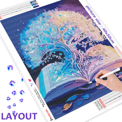 Full Drill 5D Diamond Art Kit – AB Tree Landscape Mosaic for DIY Home Decoration & Creative Crafting