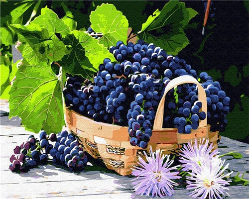 DIY Paint by Numbers Kit – Still Life Fruit and Flower Canvas Painting for Home Decoration