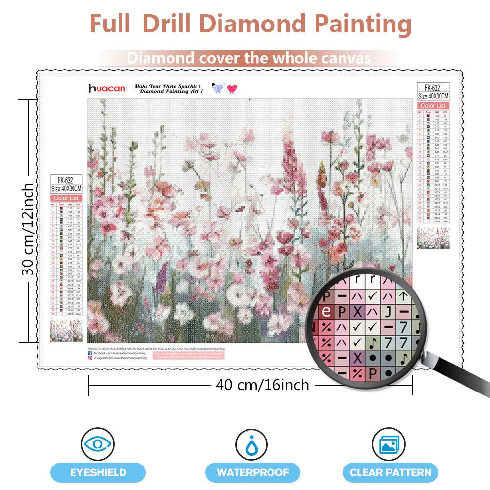 New Diamond Painting – Flower Cross Stitch Picture with Rhinestones, Landscape Mosaic for Home Decoration