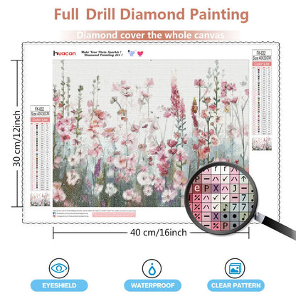 New Diamond Painting – Flower Cross Stitch Picture with Rhinestones, Landscape Mosaic for Home Decoration