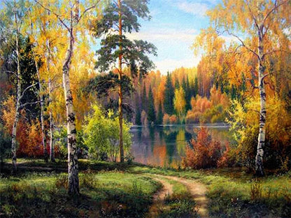 DIY 5D Diamond Painting – Forest Landscape Full Square Drill Embroidery Cross Stitch with Rhinestones