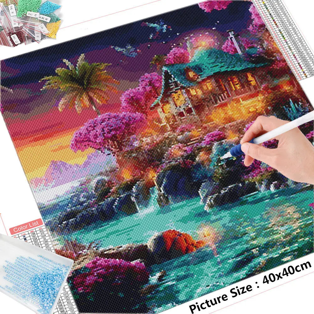 Waterfall Scene Diamond Painting – Full Drill 5D Mosaic (Square/Round), DIY Cross Stitch for Home Decoration