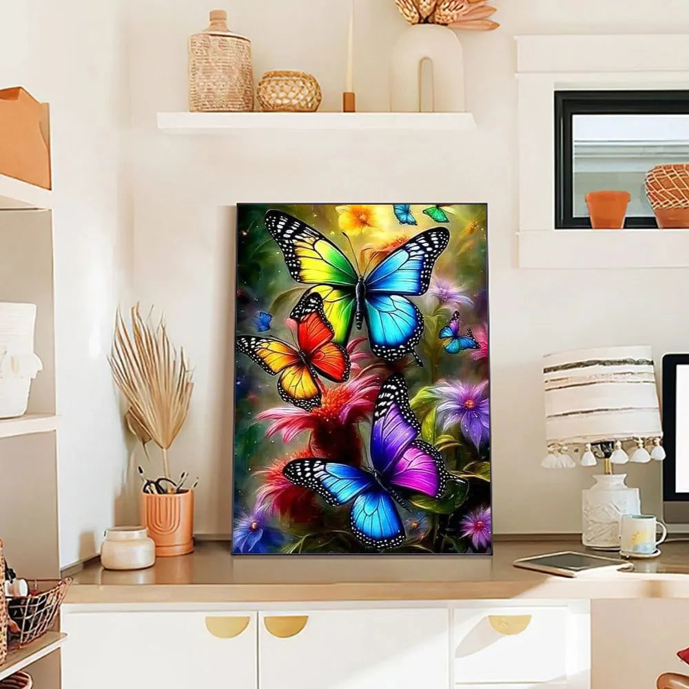 Butterfly & Floral Animal Diamond Painting – 5D Full Drill Embroidery Kit for Wall Art & Craft Lovers