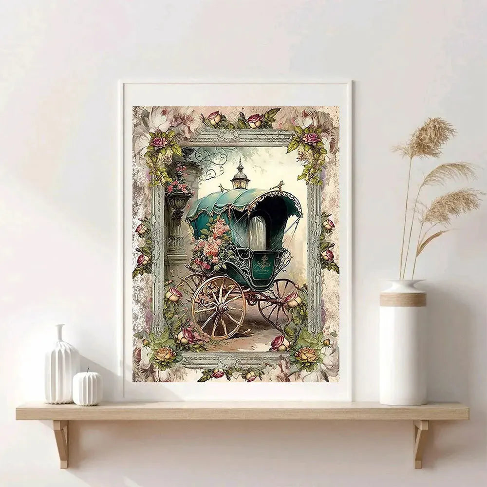 5D Carriage Diamond Painting – 2025 DIY Mosaic Kit with Floral Design, Full Square/Round Drill for Wall Decor