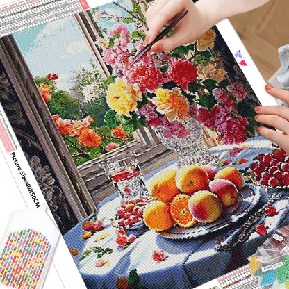 2025 New Collection – 5D Diamond Painting Kit, Full Round & Square Drill Flower & Fruit Mosaic for Home Decor
