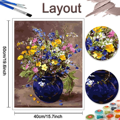 Handpainted Flower Painting by Numbers – DIY Oil Canvas Art Kit, Perfect for Home Decor & Gifts