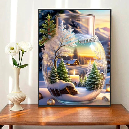 Snow Landscape Diamond Painting – 2025 New Arrival Full Drill Mosaic with Bottle Rhinestones