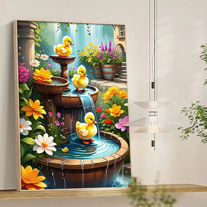 Dark Landscape Diamond Painting – Animal & Waterfall Scene, DIY Full Drill Mosaic Kit for Home Decoration