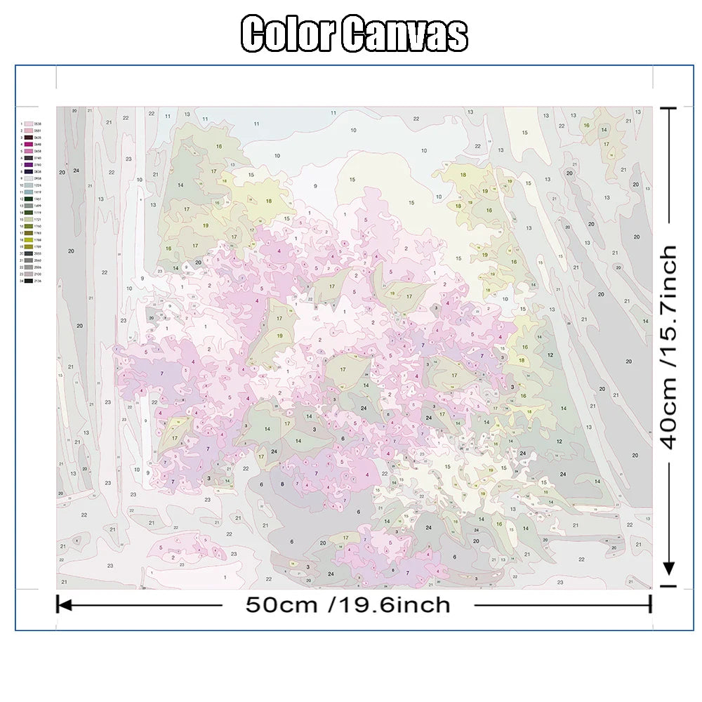 Handpainted Flower Drawing Kit – DIY Paint by Numbers on Canvas (Lilac Flower)