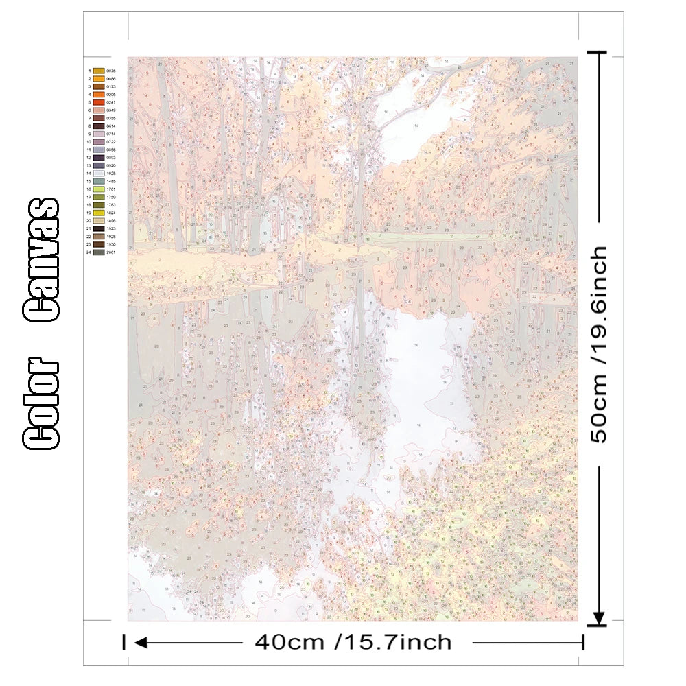 Paint by Number Tree Scene – Handpainted Autumn Landscape on Canvas, DIY Art Kit