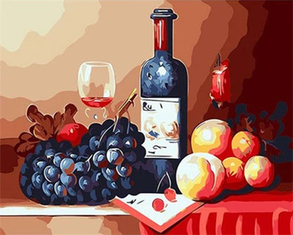 DIY Paint by Numbers Kit – Still Life Fruit and Flower Canvas Painting for Home Decoration