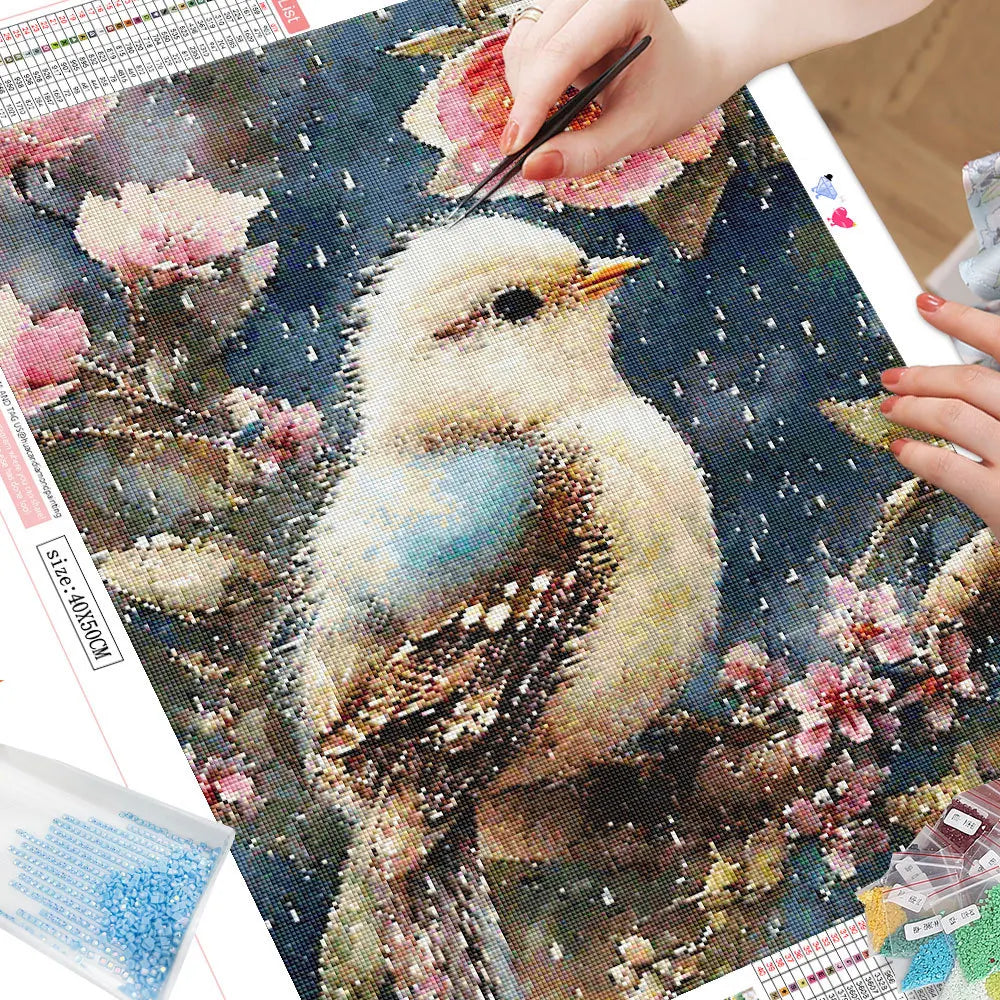 Diamond Painting Kit – 5D Full Drill Mosaic Art with Animal, Bird & Flower Design for Home Decoration
