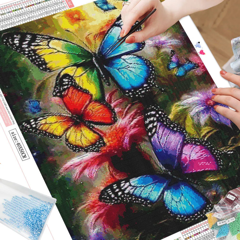 Butterfly & Floral Animal Diamond Painting – 5D Full Drill Embroidery Kit for Wall Art & Craft Lovers