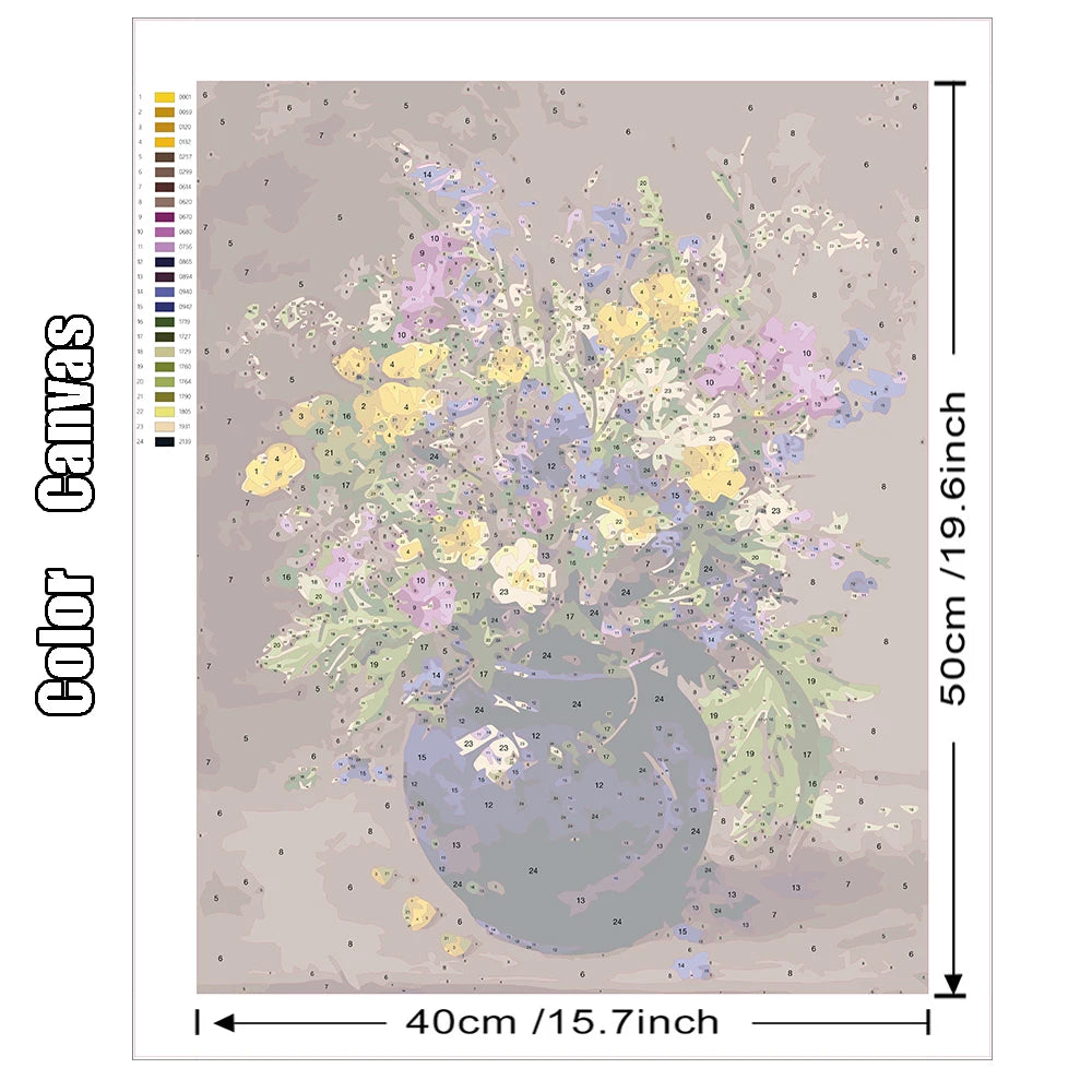 Handpainted Flower Painting by Numbers – DIY Oil Canvas Art Kit, Perfect for Home Decor & Gifts