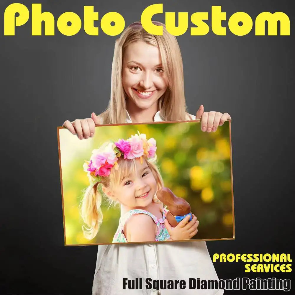 Diamond Painting Custom Photo Kit – Full Square Rhinestone Embroidery for Baby, Wedding, and Parents Gift