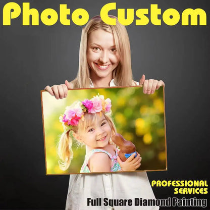 Diamond Painting Custom Photo Kit – Full Square Rhinestone Embroidery for Baby, Wedding, and Parents Gift