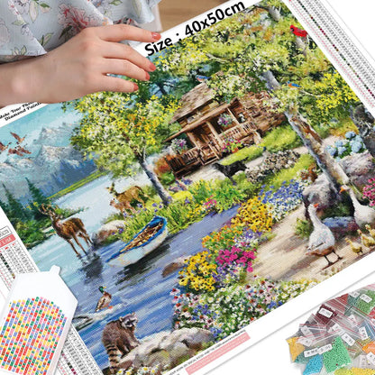 Diamond Painting Kit – 5D Full Drill Square Embroidery, Animal & Mountain Landscape Mosaic, Handmade Gift